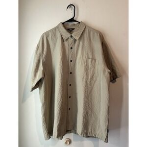 Vintage Royal Robbins Short Sleeve Button Down Plaid Check Beige Size XL Fish